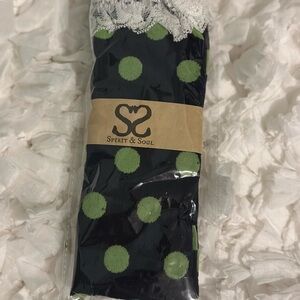 Spirit & Soul Black and Green Polka Dot Socks